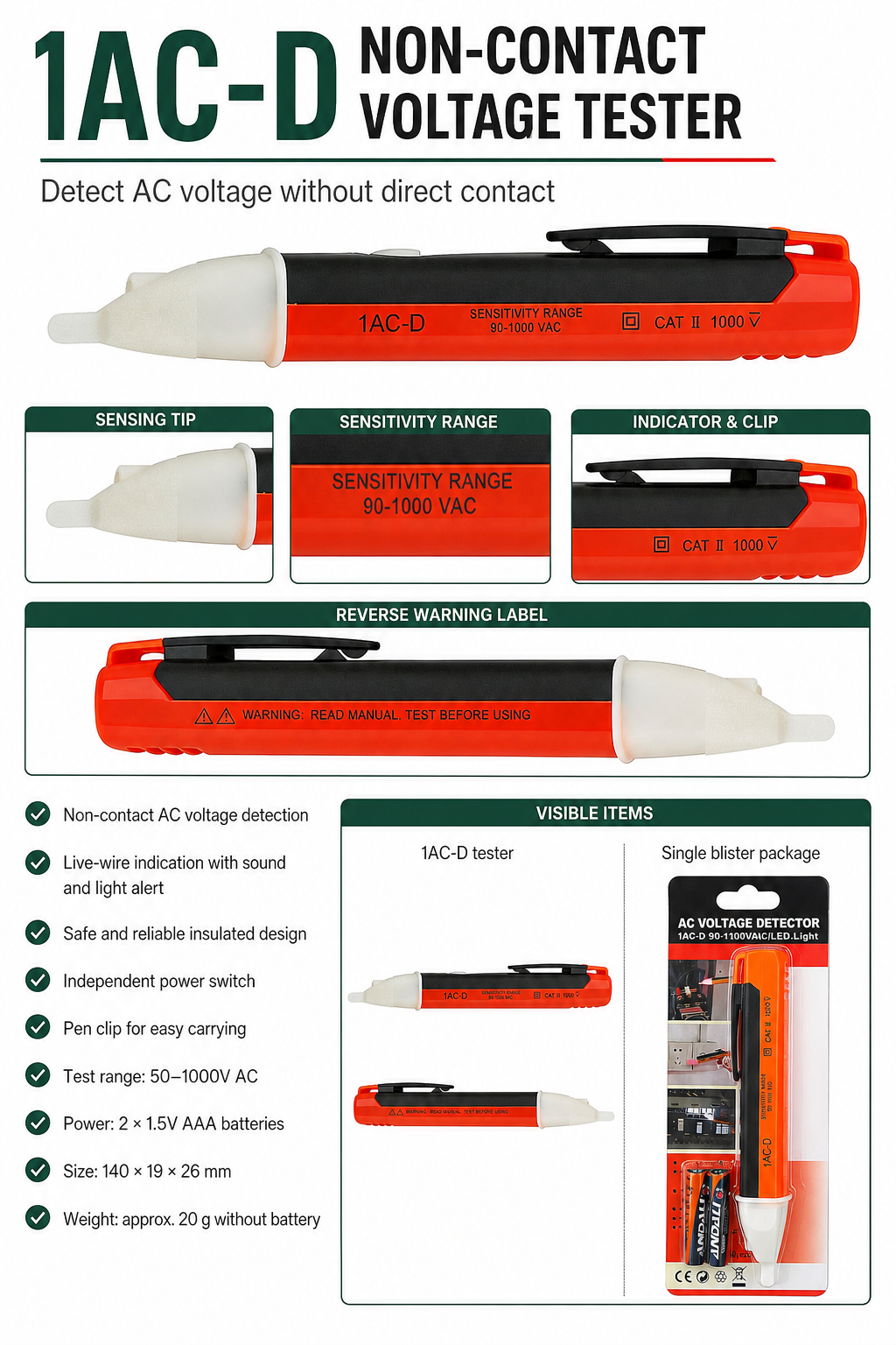 177_1AC-D voltage tester - Product details