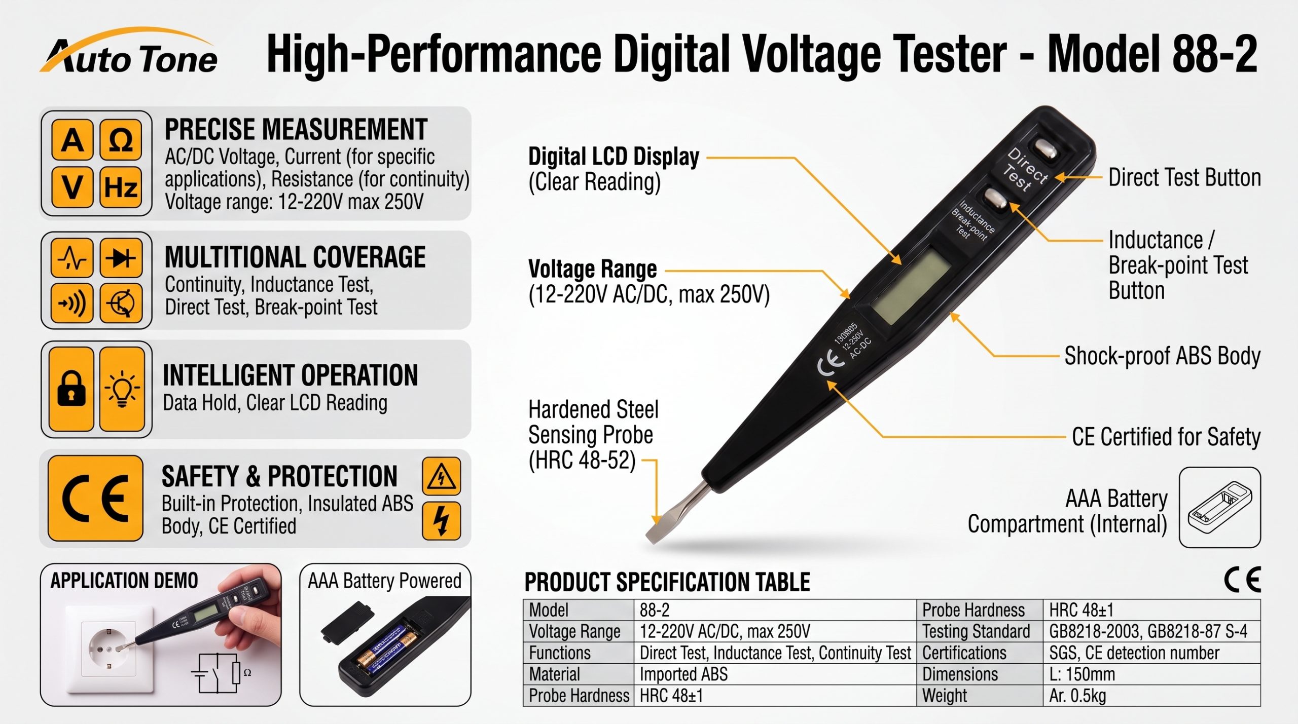 88-2 Digital voltage tester - Product details