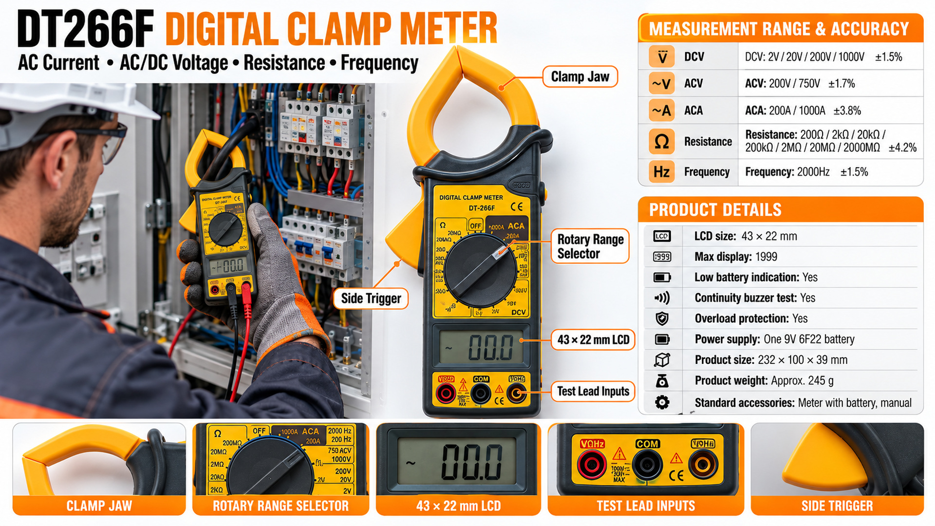 DT266F digital clamp meter - Product details
