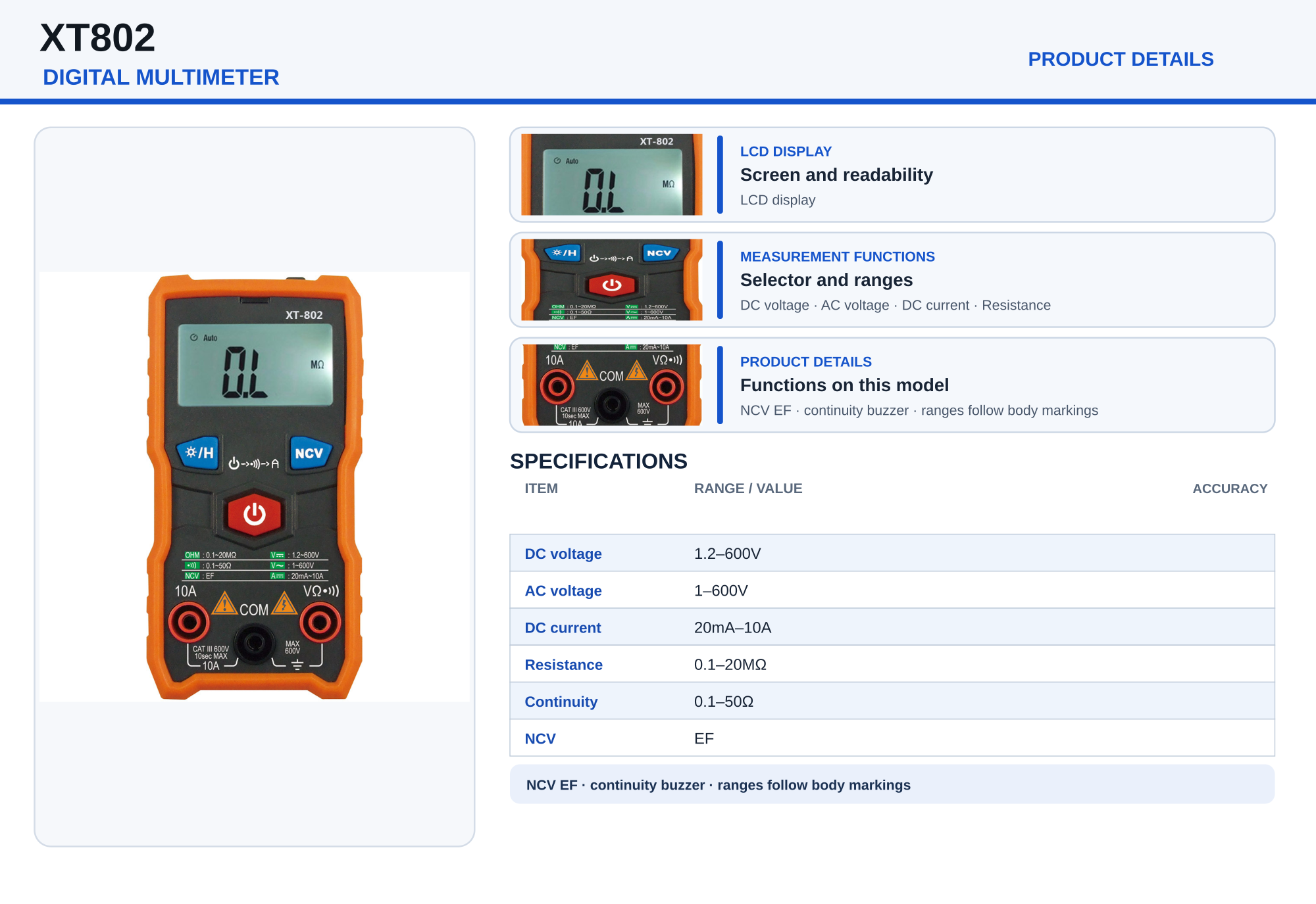 XT802 - Product details