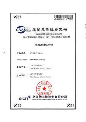 AAA Battery (Hande) — Air Transport Certificate