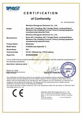 Сертификат CE-LVD — Multimeter (Cert 260658)