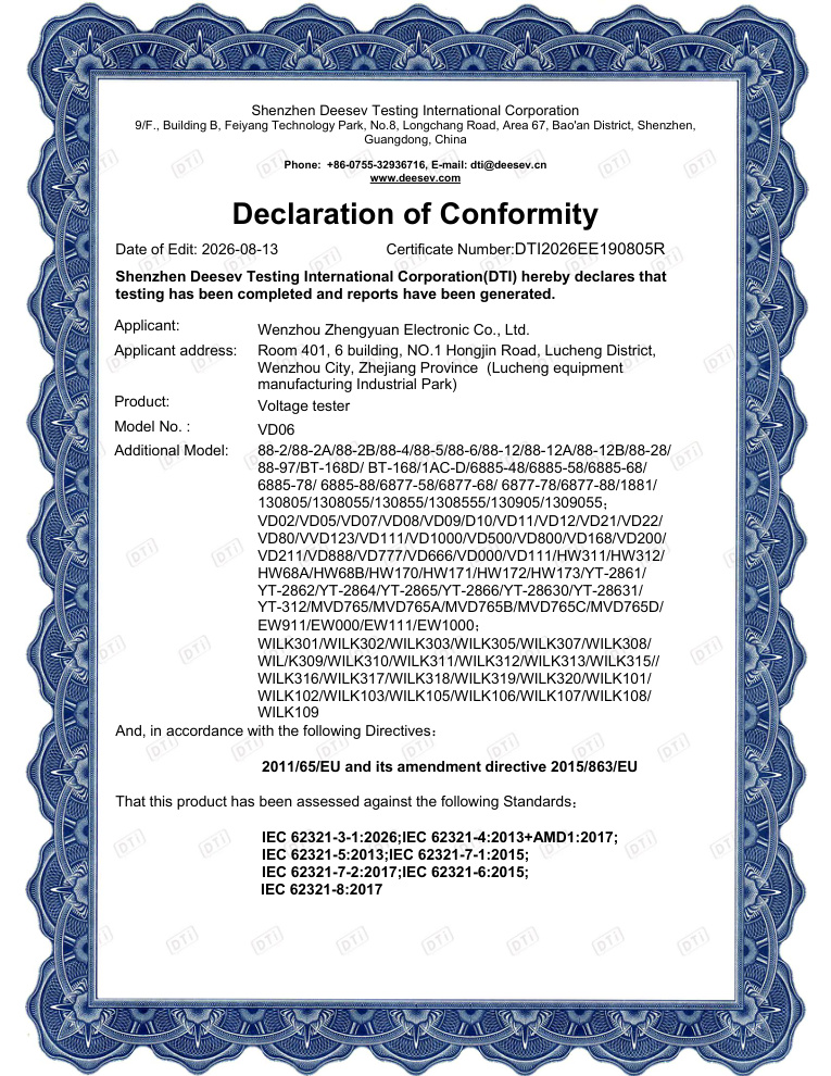 RoHS Declaration of Conformity — DTI EE190805R
