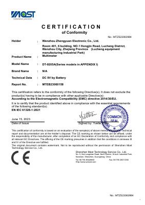 EMC Certificate — Multimeter (61326)